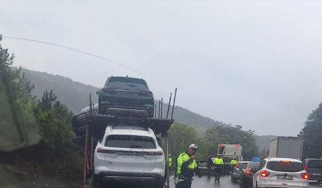 Bursa'da TOGG yüklü TIR faciası ucuz atlatıldı