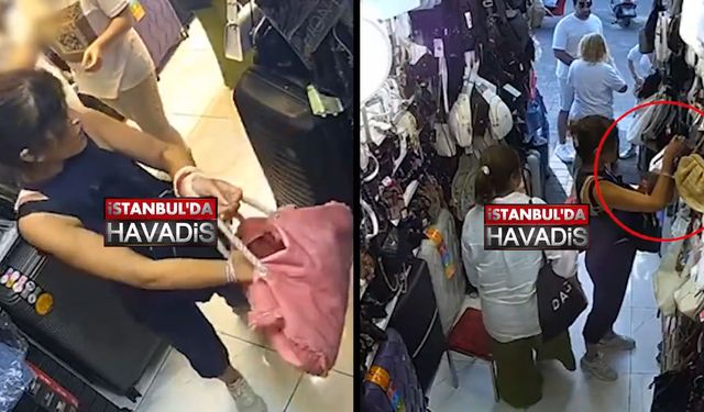 Müşteri gibi davranan çanta hırsızları! O anlar kamerada