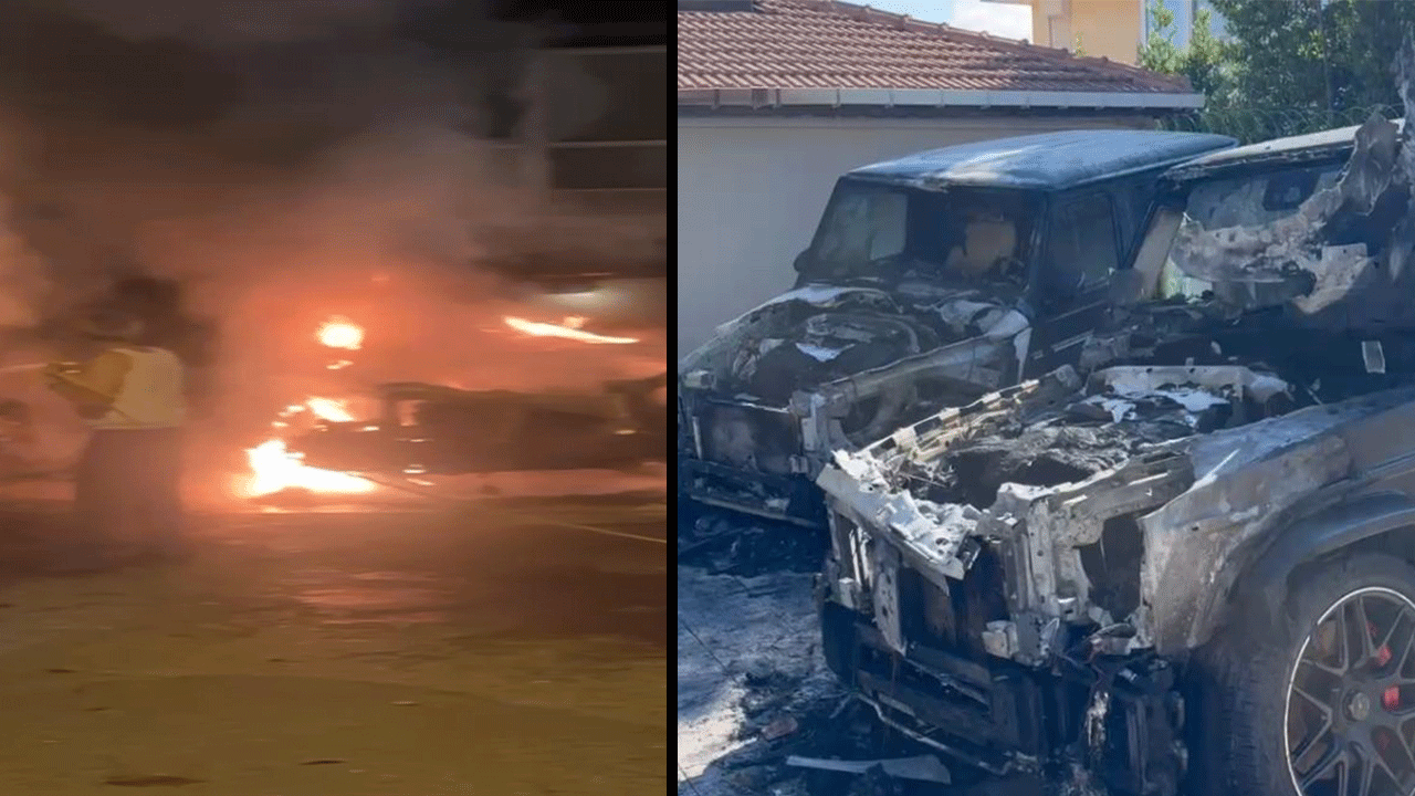 Lüks otomobillere kundak! Araçlar kül oldu