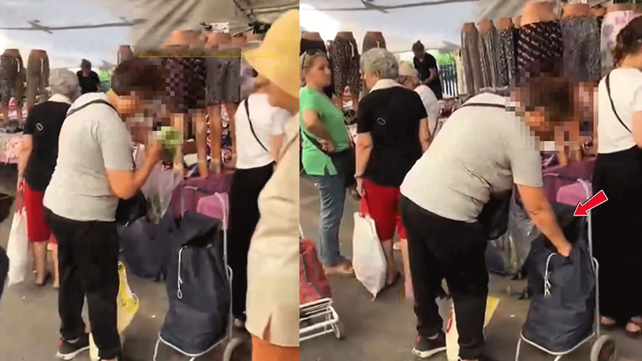 Hırsızlıkta son nokta! Gözünü pazar çantasına dikti